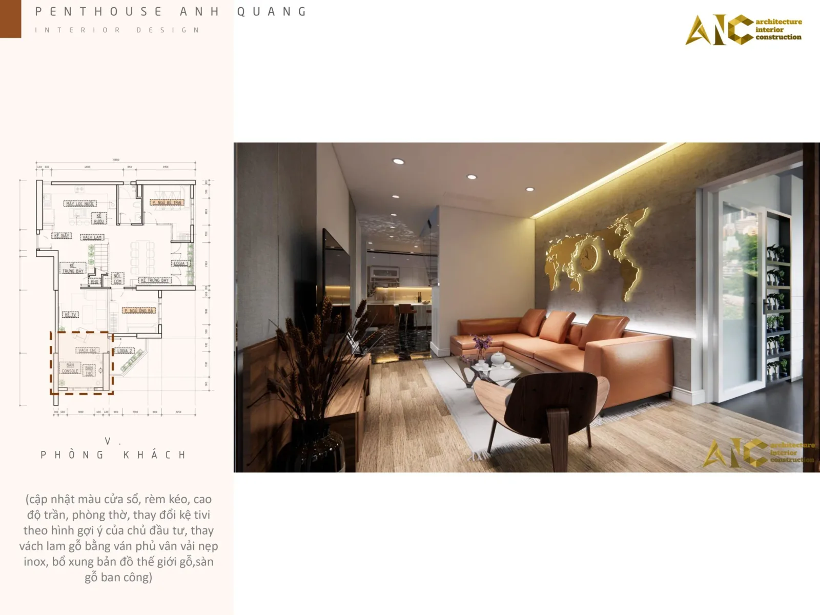 Phòng khách phong cách đương đại do AIC thiết kế thi công