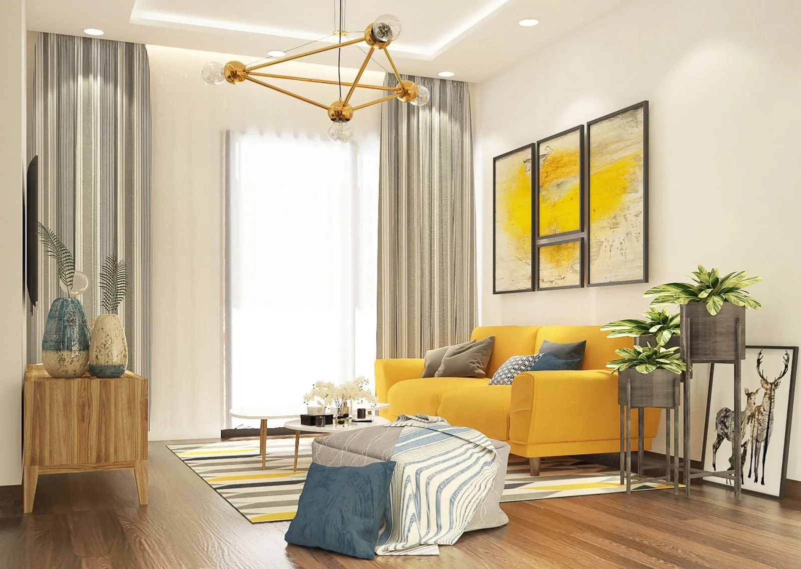 Căn hộ phong cách tân cổ điển với phào chỉ và đường cong tinh tế