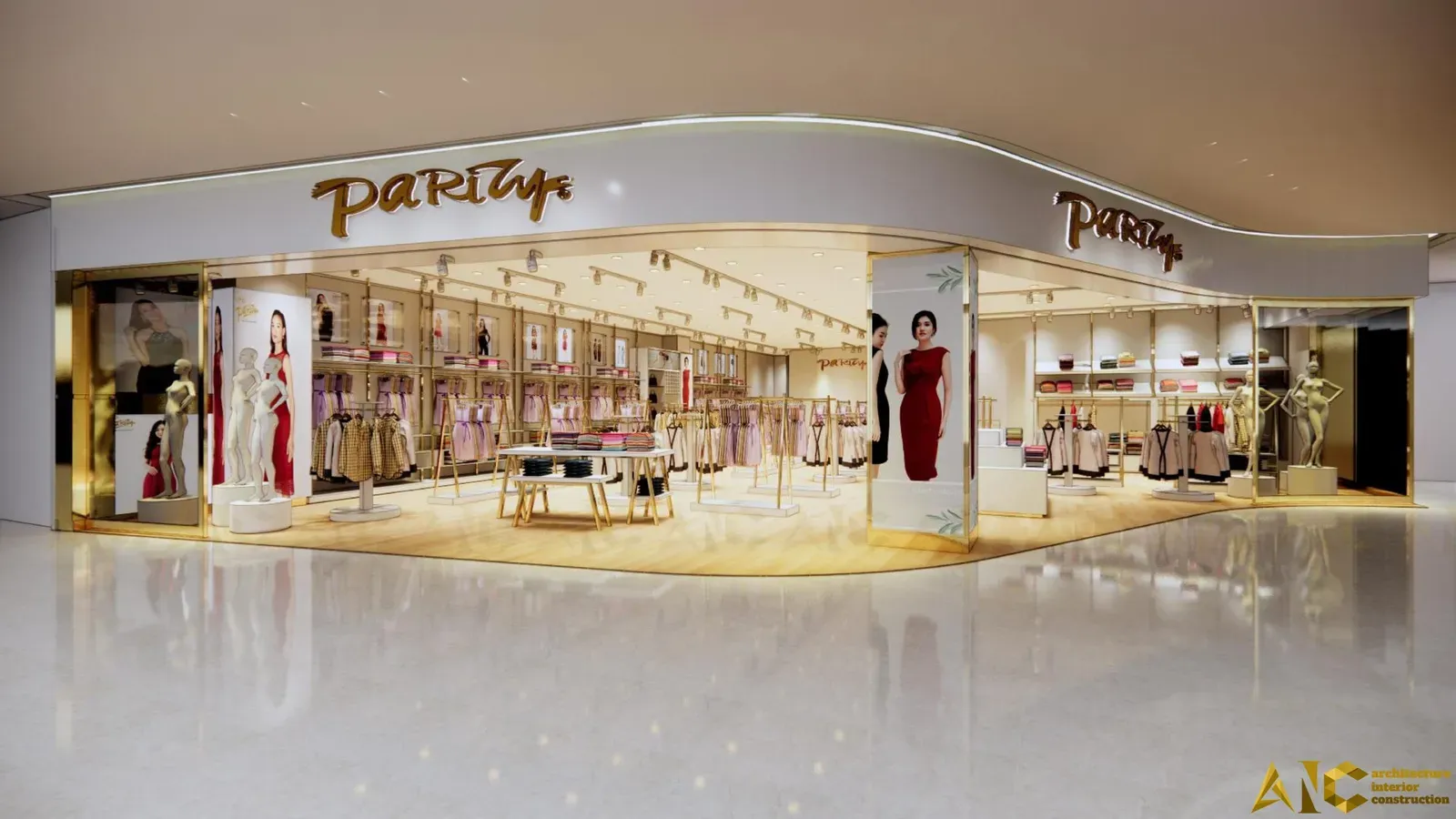 Thiết kế thi công cửa hàng thời trang Parity