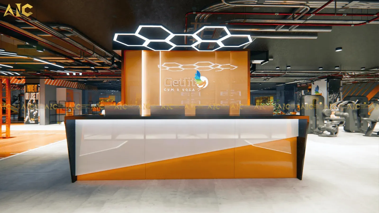 Thiết kế thi công phòng gym GetFit Oriental — phối cảnh thiết kế 3D 4