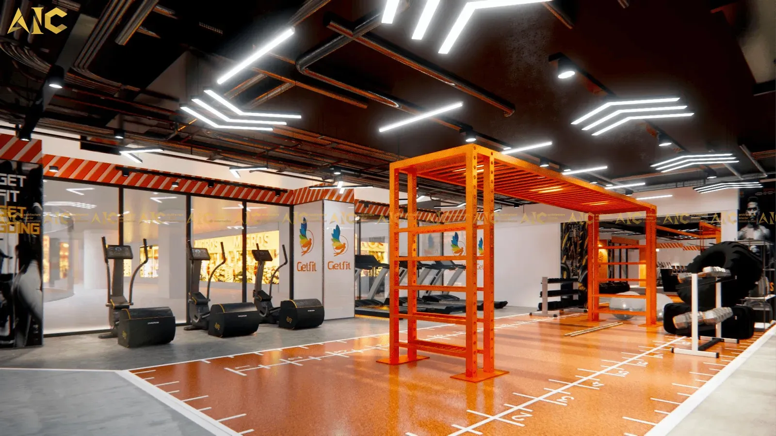 Thiết kế thi công phòng gym GetFit Oriental — phối cảnh thiết kế 3D 6