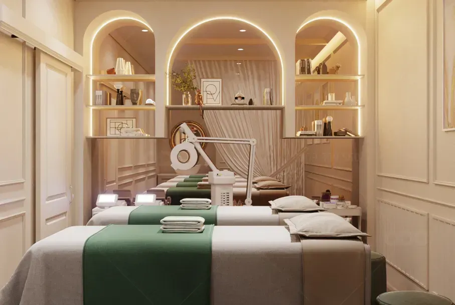 Thiết kế thi công spa GetFit Tân Phú — phối cảnh thiết kế 3D 3