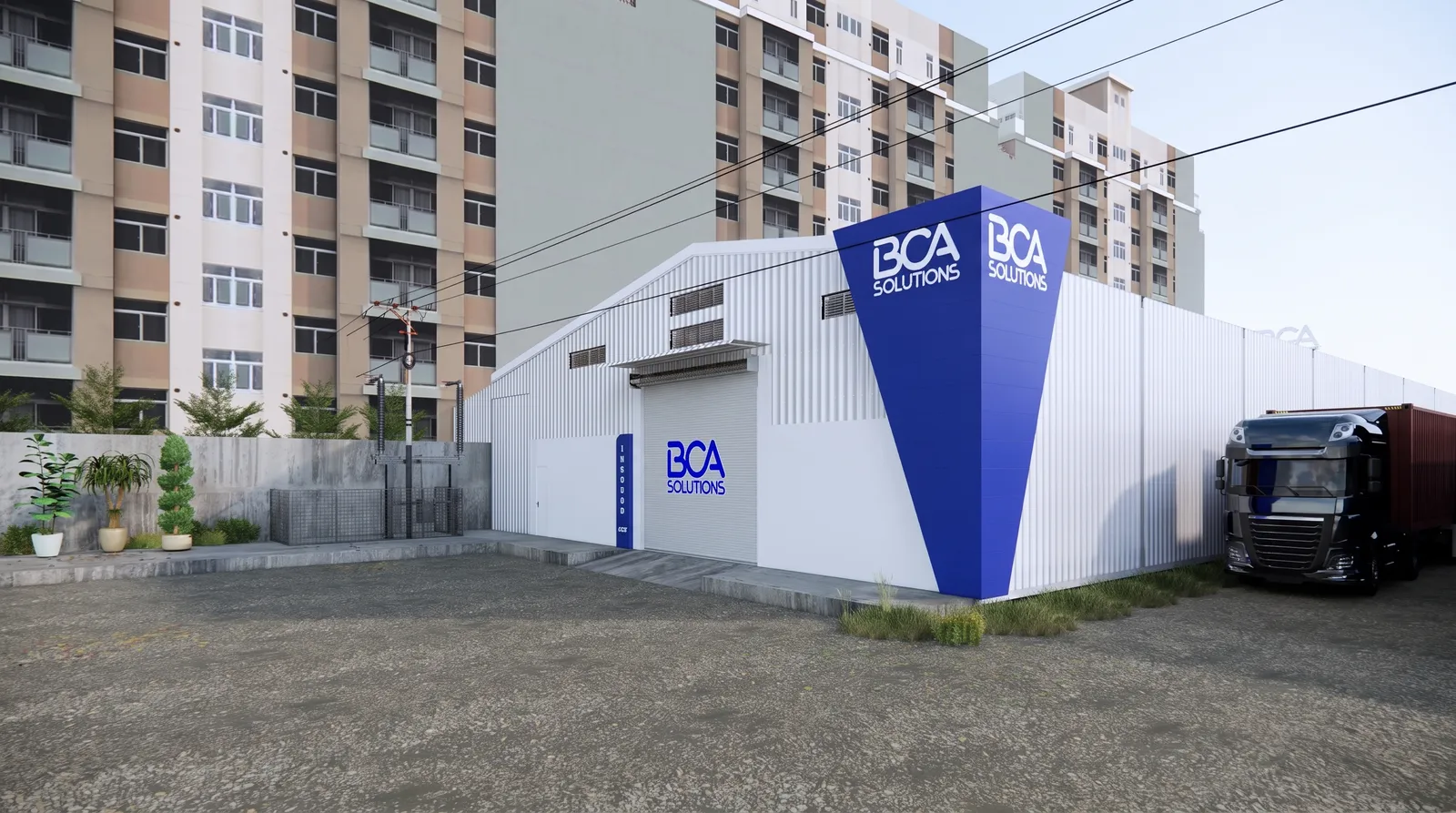 Thi công Kho kết hợp Văn phòng BCA Solutions — phối cảnh thiết kế 3D 6