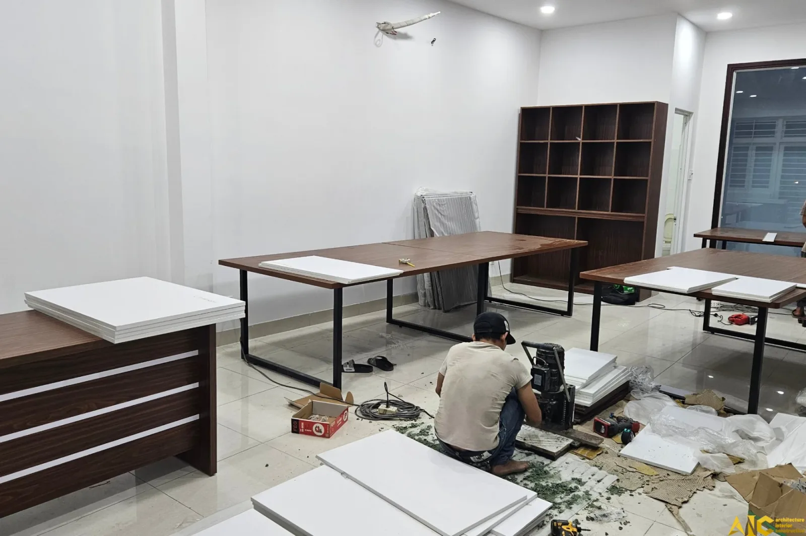 Thiết Kế & Thi Công Nội Thất Văn Phòng Bê Tông Rạch Chiếc — phối cảnh thiết kế 3D 17