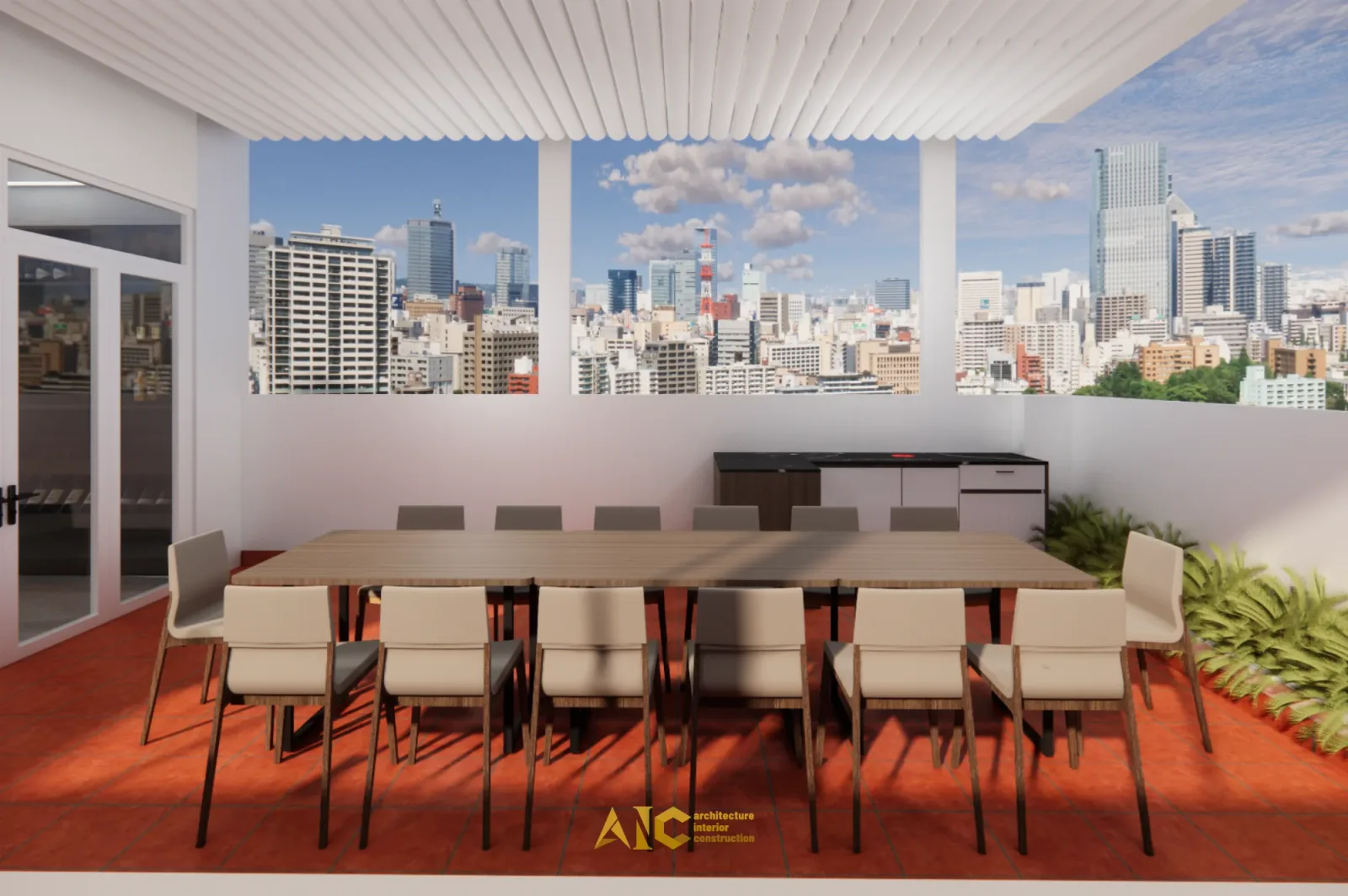 Thiết Kế & Thi Công Nội Thất Văn Phòng Bê Tông Rạch Chiếc — phối cảnh thiết kế 3D 19