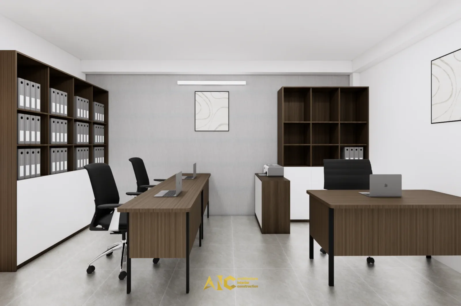 Thiết Kế & Thi Công Nội Thất Văn Phòng Bê Tông Rạch Chiếc — phối cảnh thiết kế 3D 11