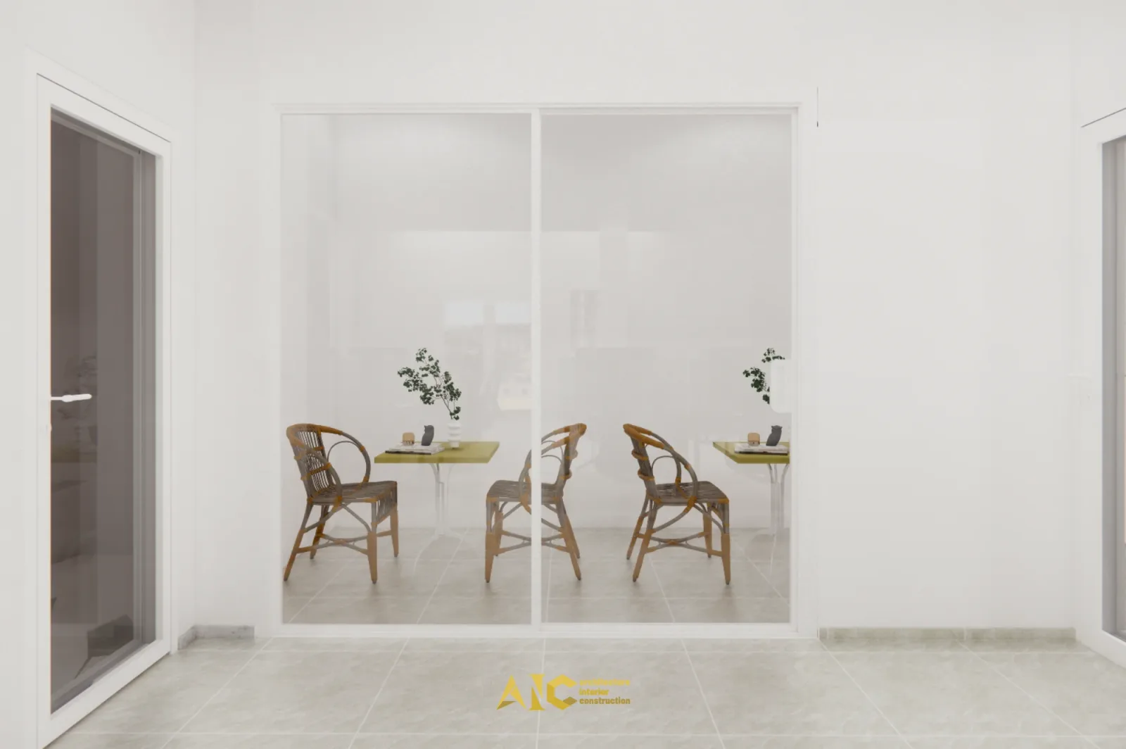 Thiết Kế & Thi Công Nội Thất Văn Phòng Bê Tông Rạch Chiếc — phối cảnh thiết kế 3D 14