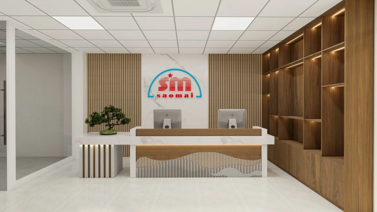 Thiết kế & Thi công Văn phòng Nhà sách Sao Mai Quận 12 — phối cảnh thiết kế 3D 9