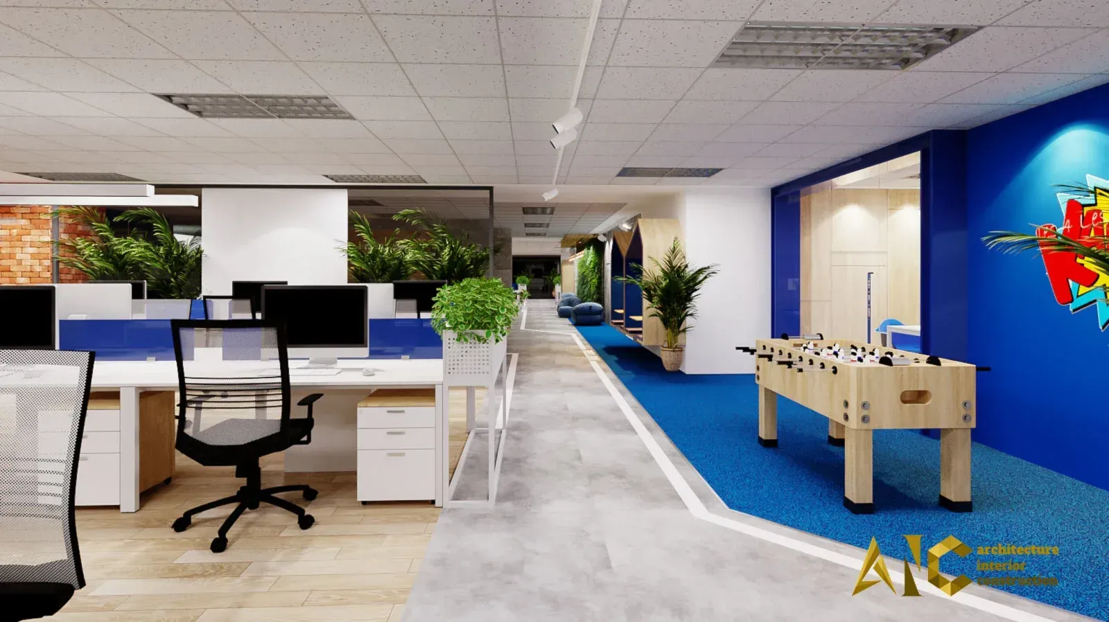 Thiết kế & Thi công Văn phòng Realtek Việt Nam — phối cảnh thiết kế 3D 2