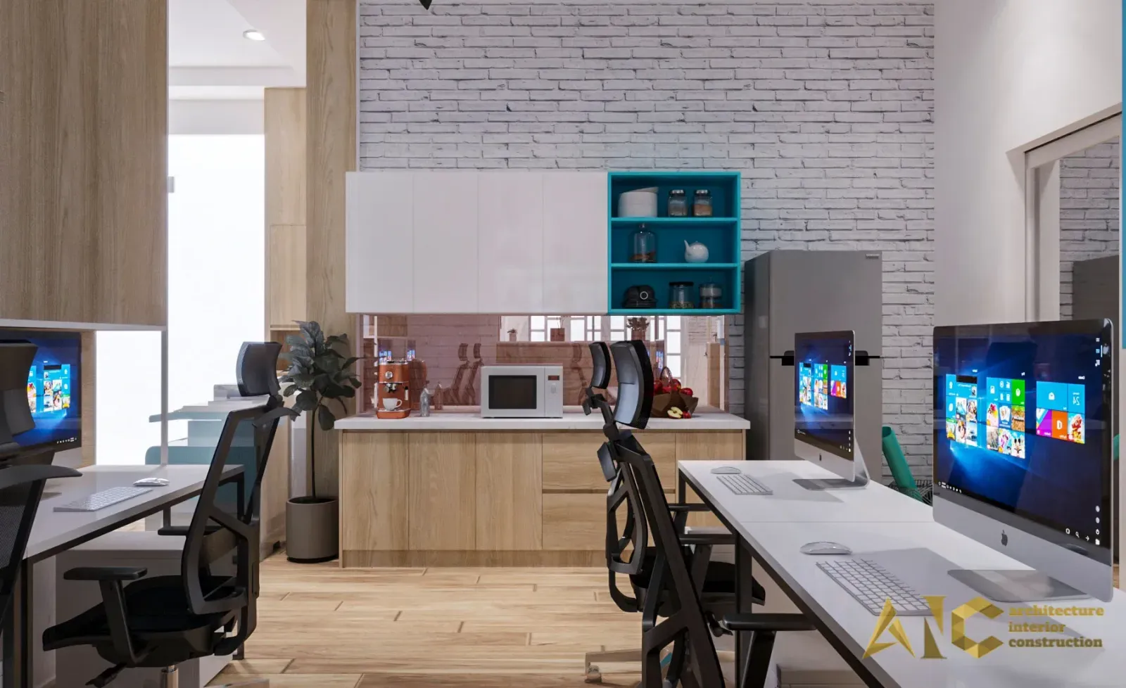 Thiết kế và thi công văn phòng XBOT — phối cảnh thiết kế 3D 1