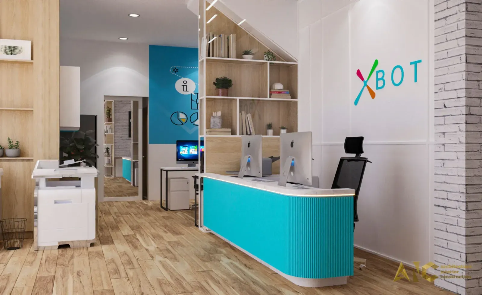 Thiết kế và thi công văn phòng XBOT — phối cảnh thiết kế 3D 3